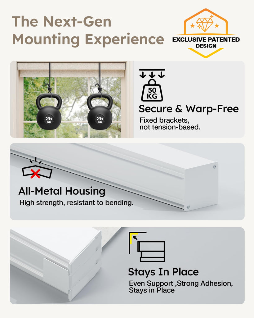 No-Drill Motorized Blinds with Remote, APP, Voice Control, 100% Blackout