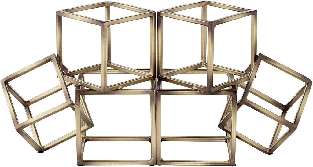 Tricube Antique Brass Finish 7 1/2" High Geometric Bookends