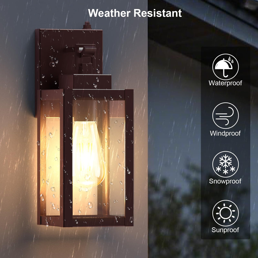 2-Pack Dusk to Dawn Porch Light Farmhouse Brown Outdoor Lights
