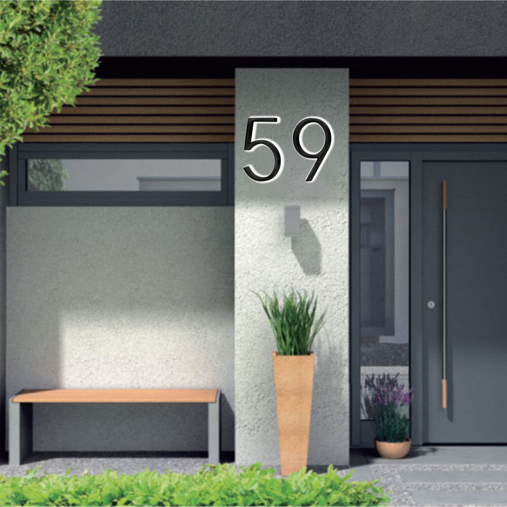 Backlit LED Home Address Numbers, 8 Inch House Numbers, Stainless Steel Hand-Polished Waterproof Address Signs