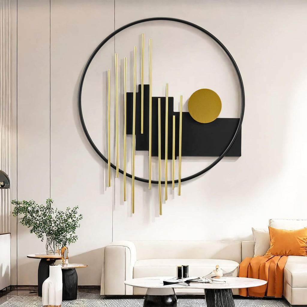 3D Large Metal Wall Decor Modern Aesthetic Wall Sculptures 19.7''x23.2'' Luxury Geometric Circular Decor Wall Art