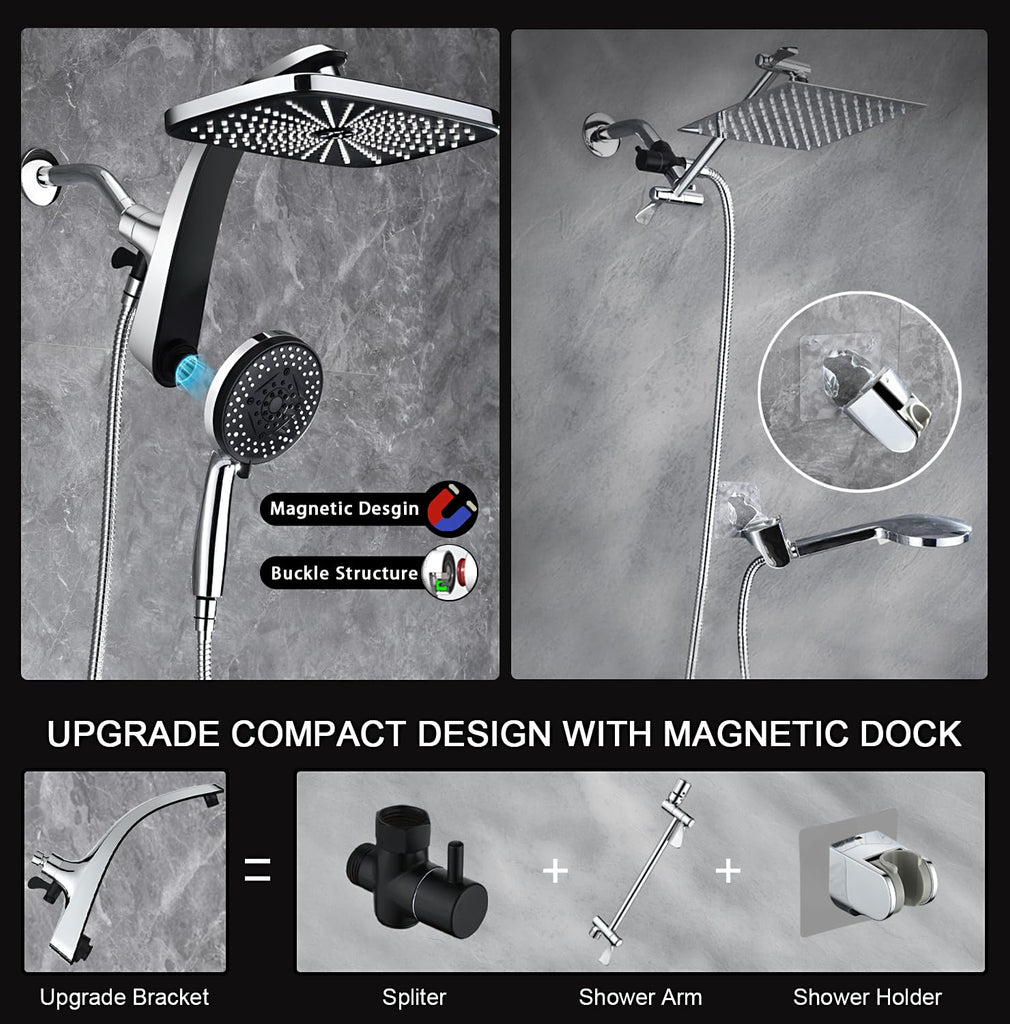Rain Shower Head with Handheld Showerhead, Chrome 1.75GPM 460311
