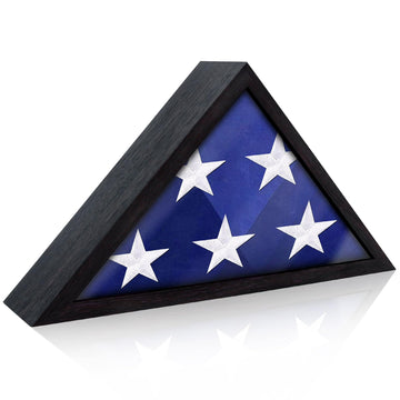 Flag Display Case for 3' x 5' Flag, American Flag Shadow Box with HD Tempered Glass and Wall Mount, Folded Triangle