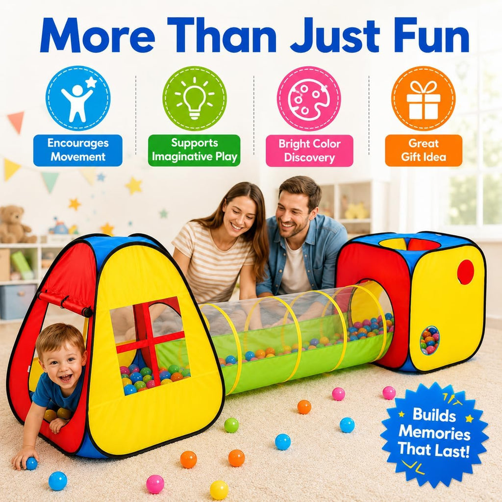 3 in 1 Pop Up Kids Play Tent with Ball Pit Indoor/Outdoor Playhouse