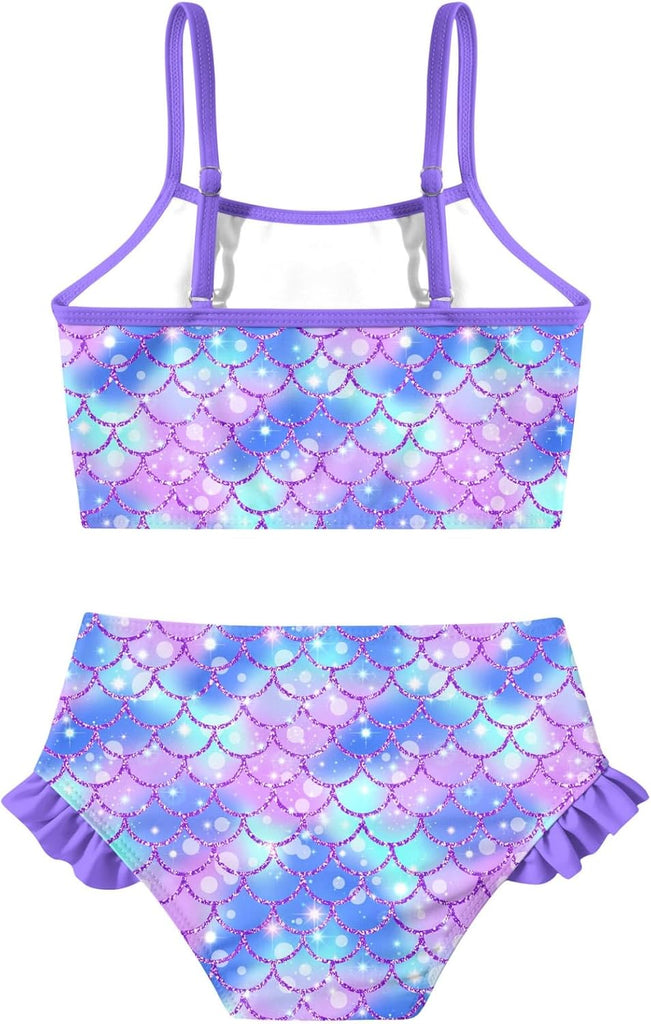 Little Girls 2 Piece Mermaid Bikini Set Ruffle Bathing Swimsuit