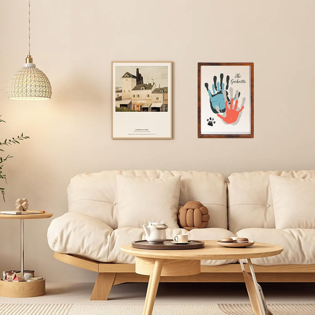 Family Handprint Kit for 5,DIY Craft Family Memories Keepsake Art Baby Newborn Hand and Footprint Wooden Frame Decor