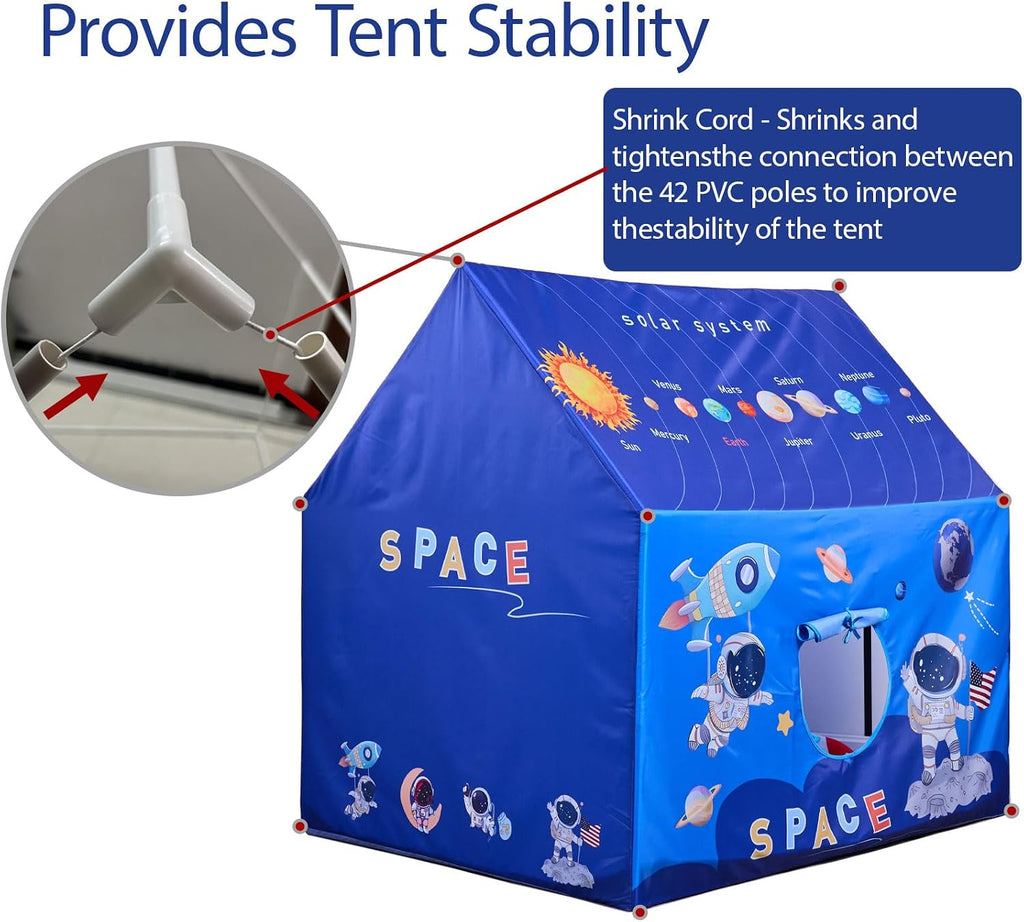 Space Rocket Ship Kids Tent with Mat for Boys & Girls Aged 3+ Toddler for Indoor Outdoor Playhouse Tent Set Sizes