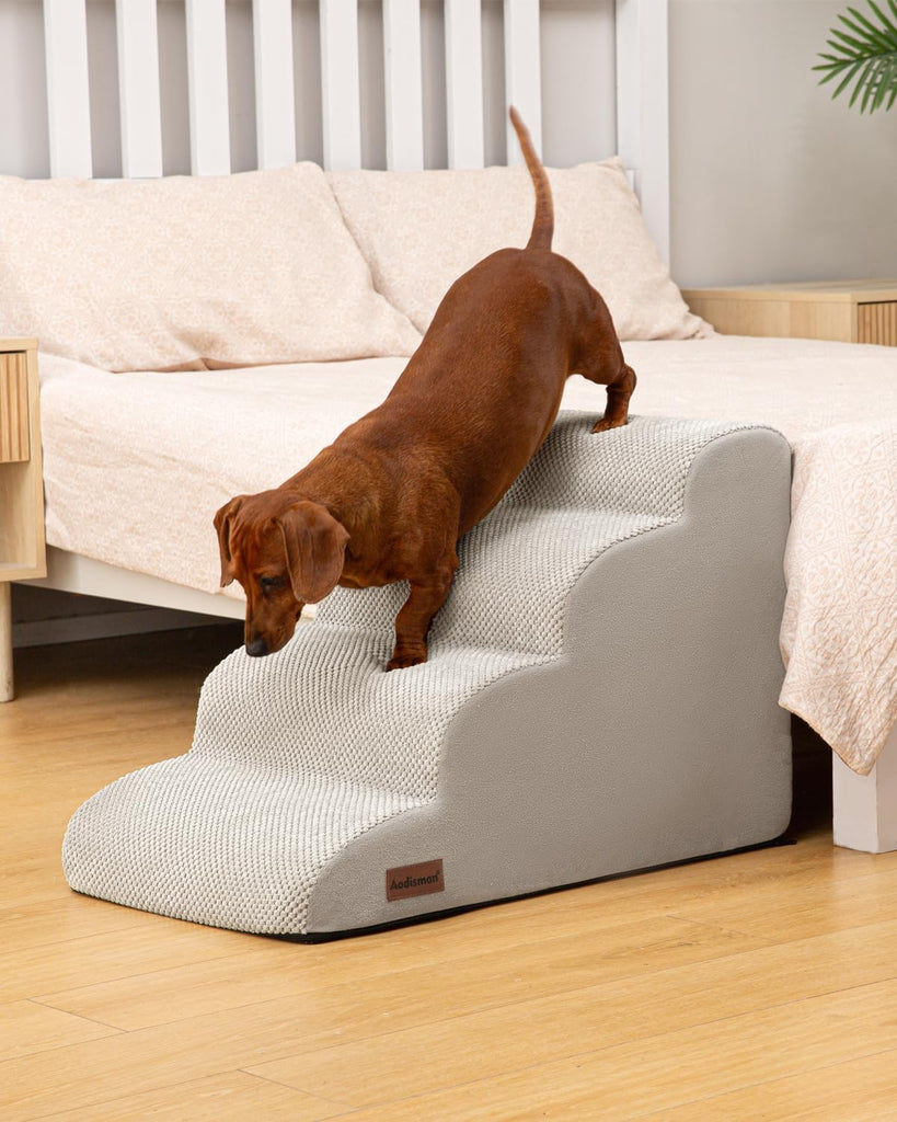 Dog Steps for Bed or Couch, 4 Step Pet Stairs for Small Dogs & Cat