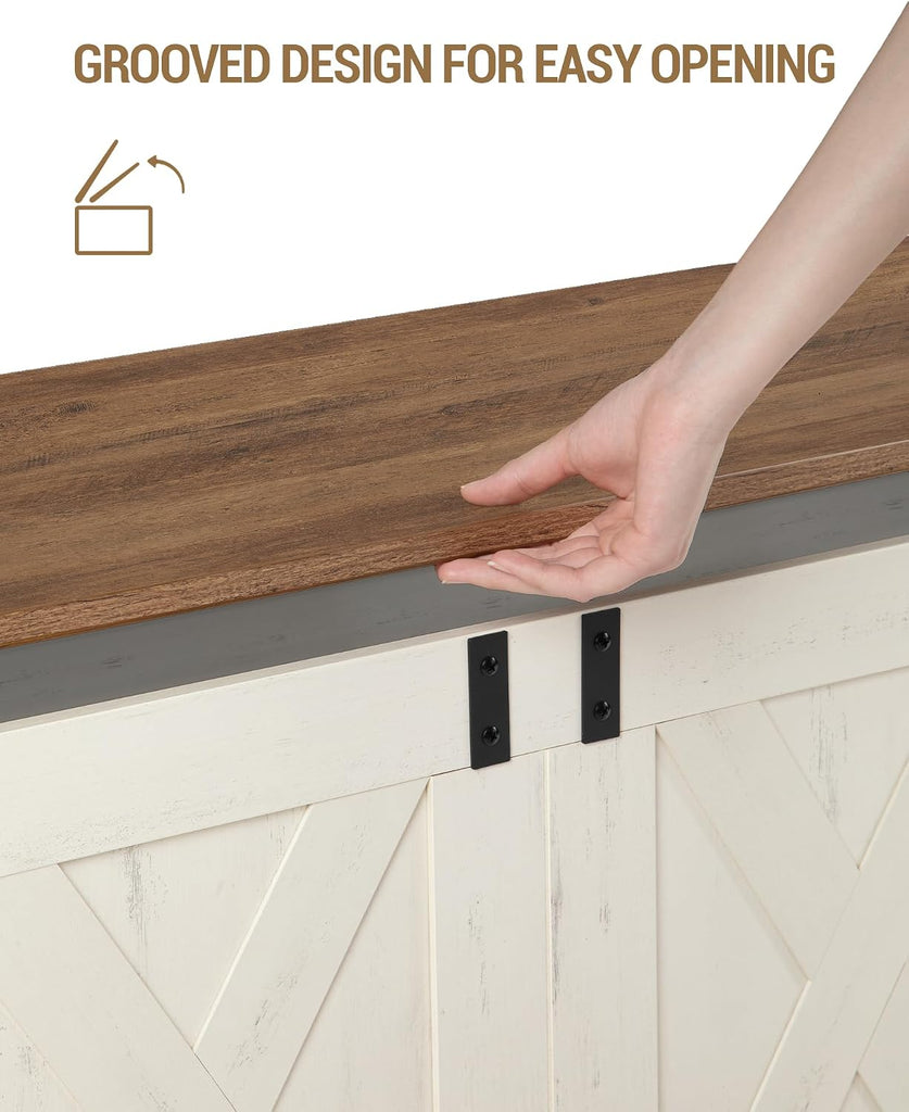 43" Storage Bench, Lift Top, 210L/55Gal Storage Chest | Retro White, Farmhouse, FSC Wood, 330lb, Double Hinges