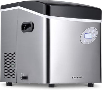 50 lb. Countertop Ice Maker | Portable Bullet Ice Machine | 12 Cubes in 7 Minutes, 3 Ice Sizes | Stainless Steel