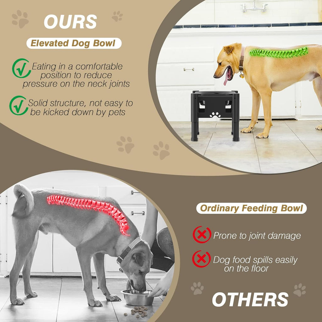 Elevated Slow Feeder Dog Bowls with 3 Heights Adjustable Stand