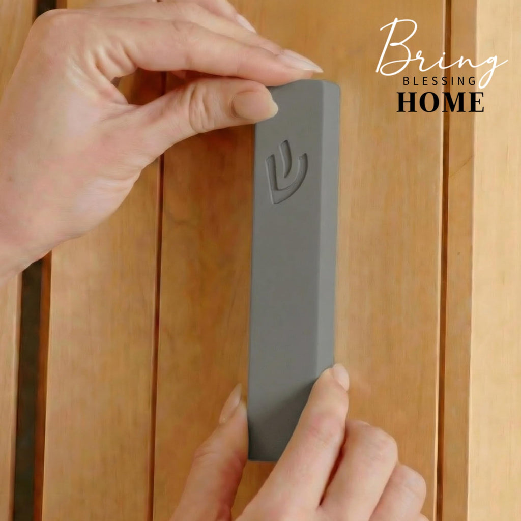 Jewish Door Mezuzah | 7" Light Gray Concrete, Non Kosher Scroll