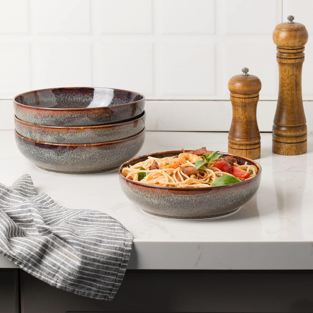 30oz Ceramic bowls set of 4-8" serving bowls ,Pasta,Salad-Dishwasher & Microwave Safe Perfect warming, Thanksgiving