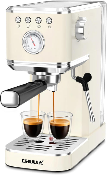 Slim Espresso Machine with Milk Frother Cappuccino, Creamy | Precise Pressure Gauge, Food-Grade Materials, 20 Bar