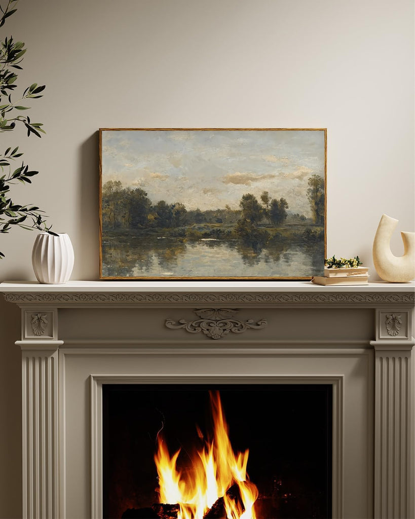 Vintage Wall Art Framed Landscape Wall Art Moody Canvas Print