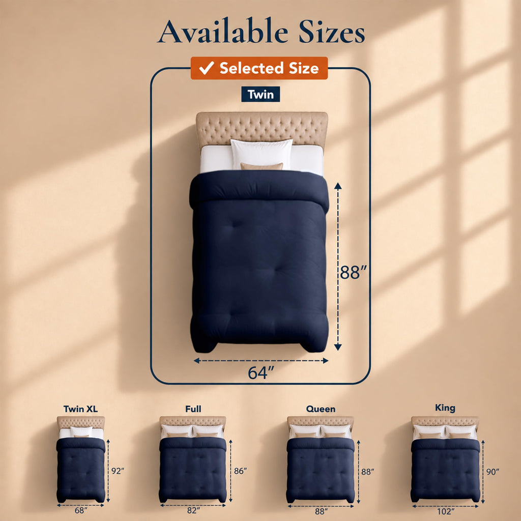 Twin Duvet Insert, Navy, Comforter, 64 x 88 Inches