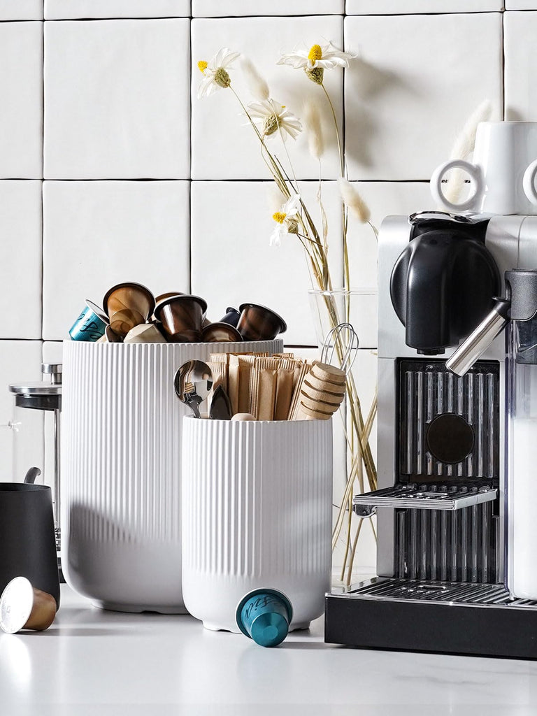 Ceramic Kitchen Utensil Holder for Counter, 7.3/5.4", White