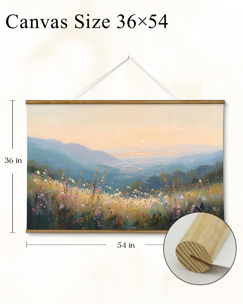 Extra Large Canvas Wall Art - Sunset Mountain Landscape, 36x54 Inch