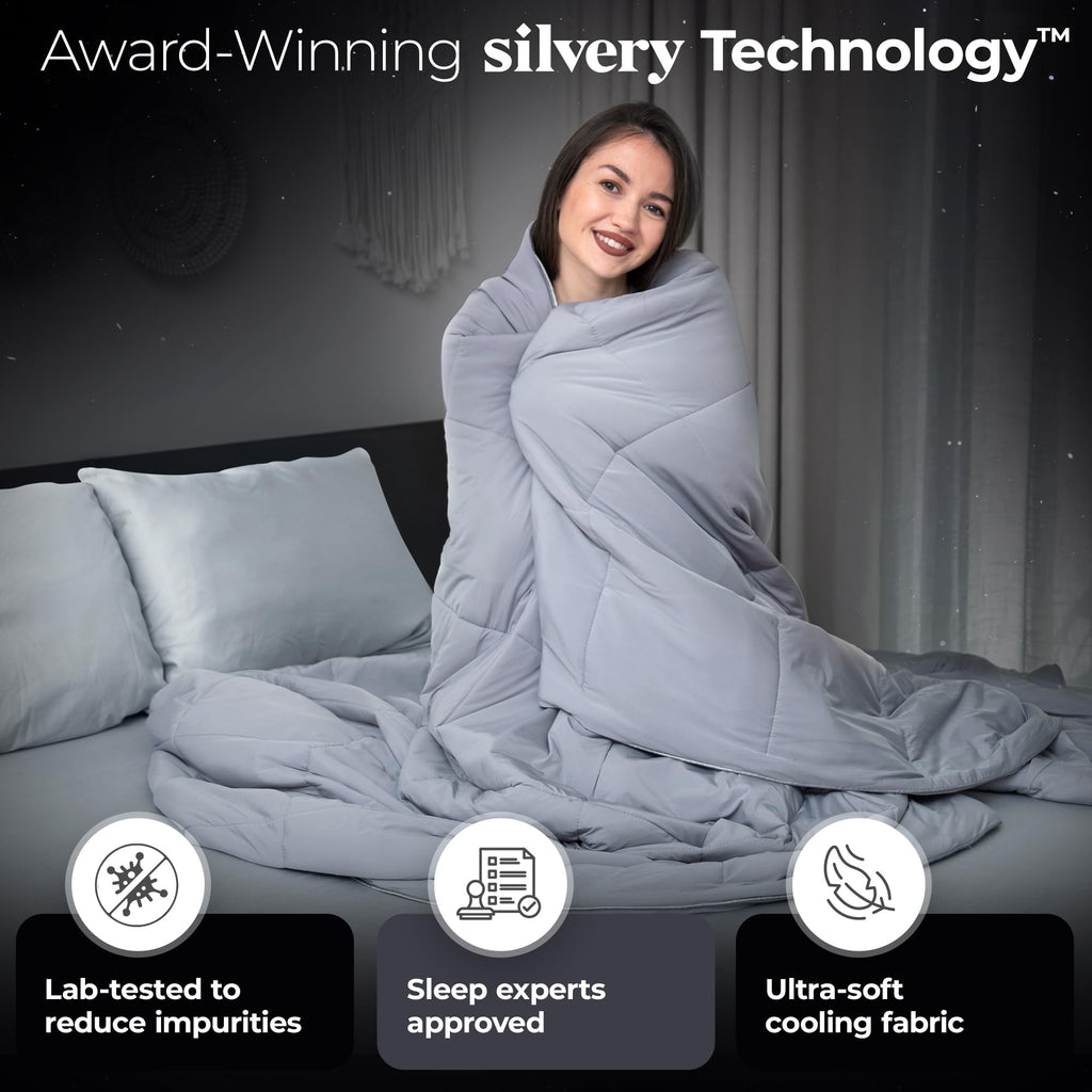 Silver-Infused Cooling Comforter - Award-Winning Self-Cooling Blanket for Hot Sleepers with Self-Cleaning