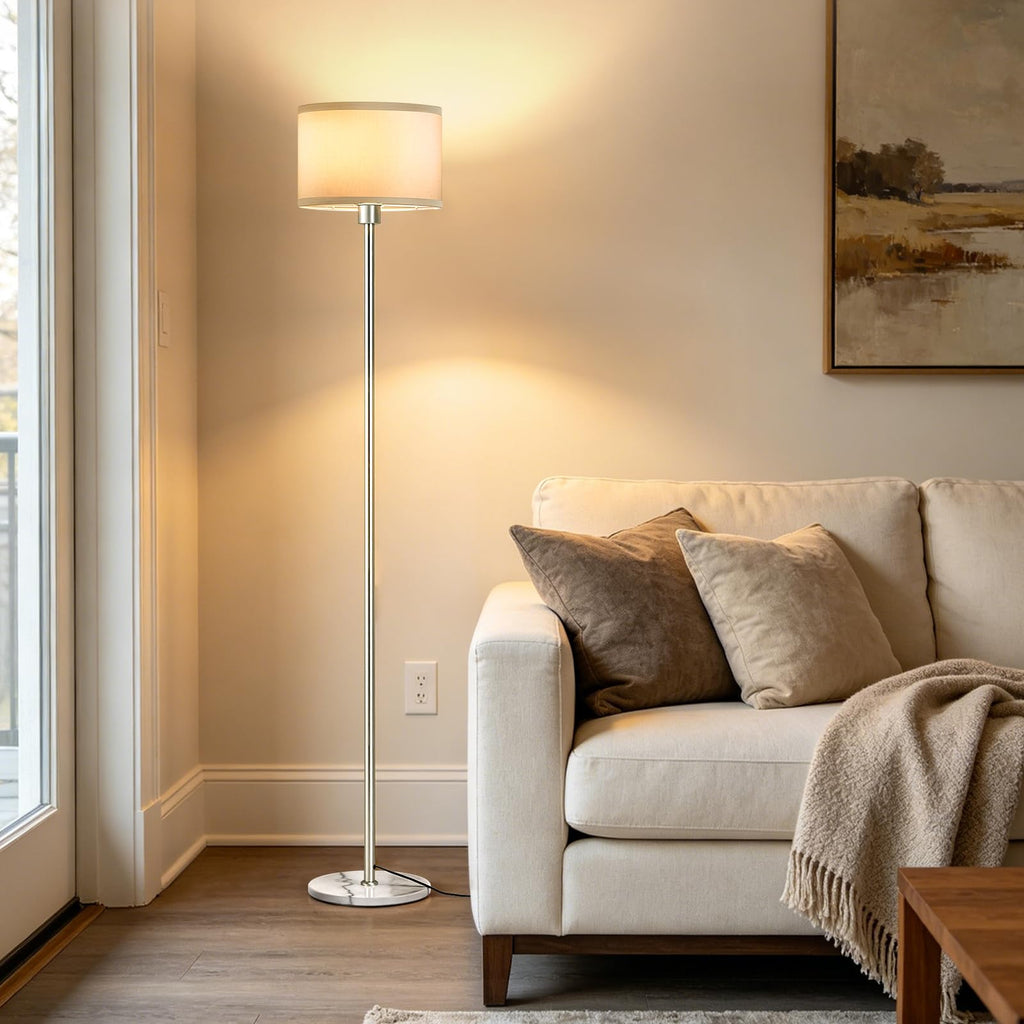 63" Silver Floor Lamps, Standing Lamp with Marble Base