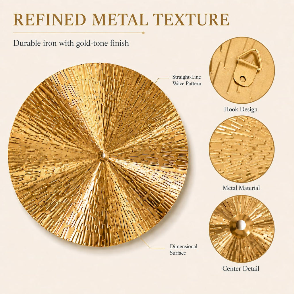 6 Pcs Gold Sunburst Wall Decor Set, Iron Metal Wall Art with 9.6" & 5.9" Pieces, Modern Geometric Hanging Sculptures