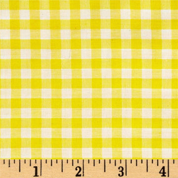 Richcheck 60" Gingham Check 1/4" Yellow, Fabric by the Yard