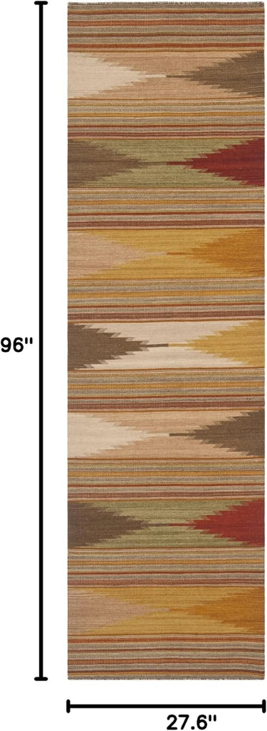 Kilim Collection Runner Rug - 2'3" x 8', Natural & Multi, Handmade Southwestern Tribal Wool, Ideal for High Traffic