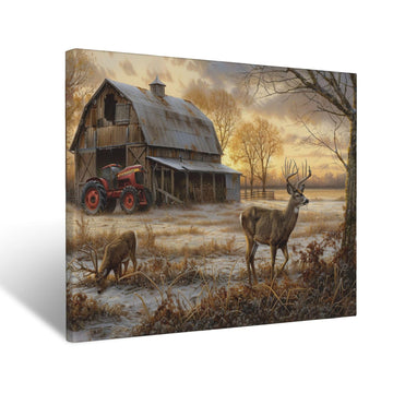 Deer Canvas Wall Art Farmhouse Elk Print Painting Framed ArtWork 20"x24"