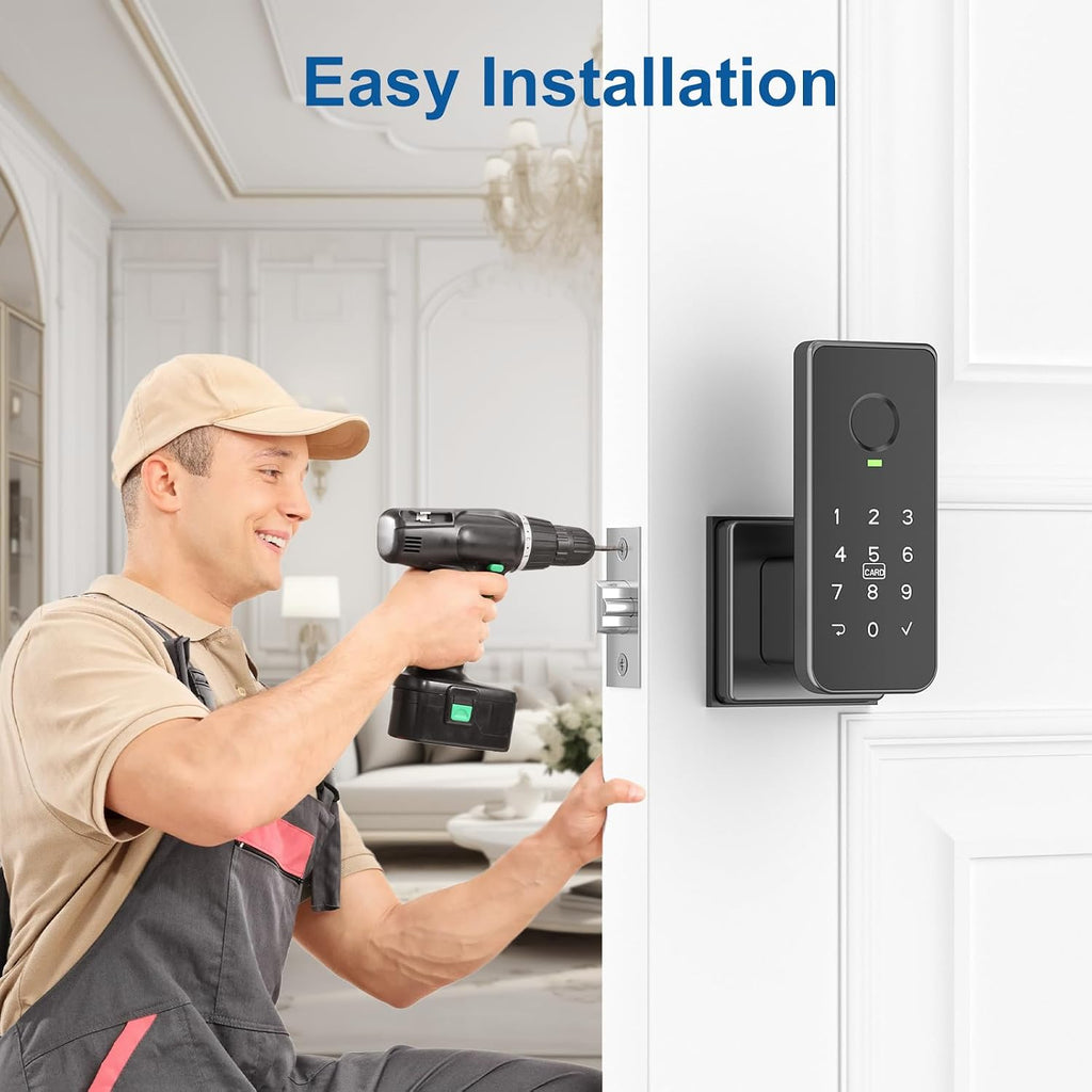 Smart Fingerprint Door Lock, 5-in-1 Fingerprint Door Knob, Black
