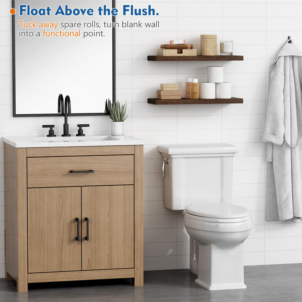 24 Inch Floating Shelves - Bathroom Shelves Wall Mounted