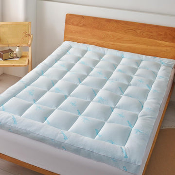 Mattress Topper Full Size - Cooling Extra Thick Breathable Viscose Made from Bamboo Mattress pad - Soft Quilted
