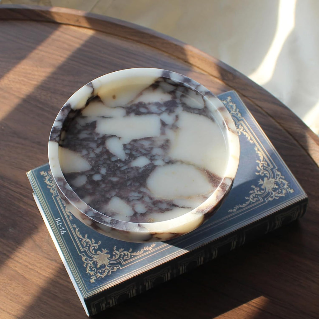 Natural Marble Tray with Legs, Vanity Decorative Tray for Countertop Organizer, Catchall Tray for Perfume, Candles