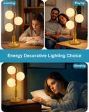 Mid Century Globe Table Lamp Dimmable Modern 3 Lights Gold Desk Lamp 3000K Warmwhite Bedside Table Lamp Living Room