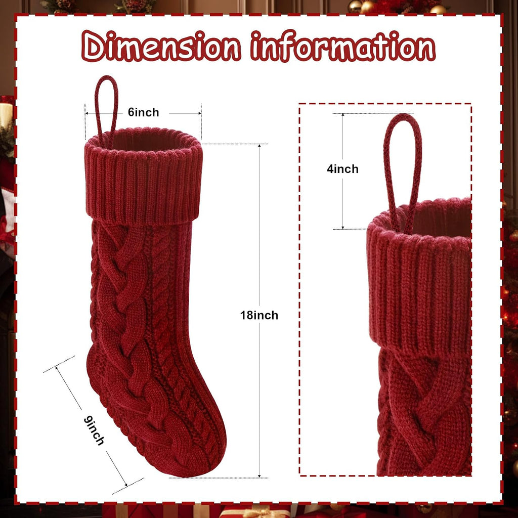 S 18" Knitted Stocking Christmas Decorations - Set of 4