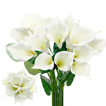 14 Big Heads Artificial Calla Lilies with Green Leaves, Realistic Latex Calla Lilies with Removable Flower Heads, Real