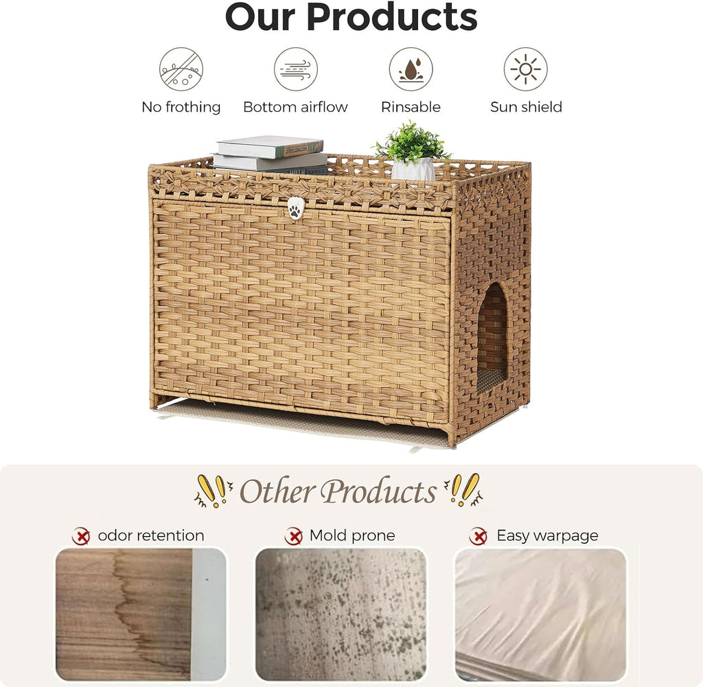 Cat Litter Box Enclosure with Door, Hidden Cat Washroom Furniture