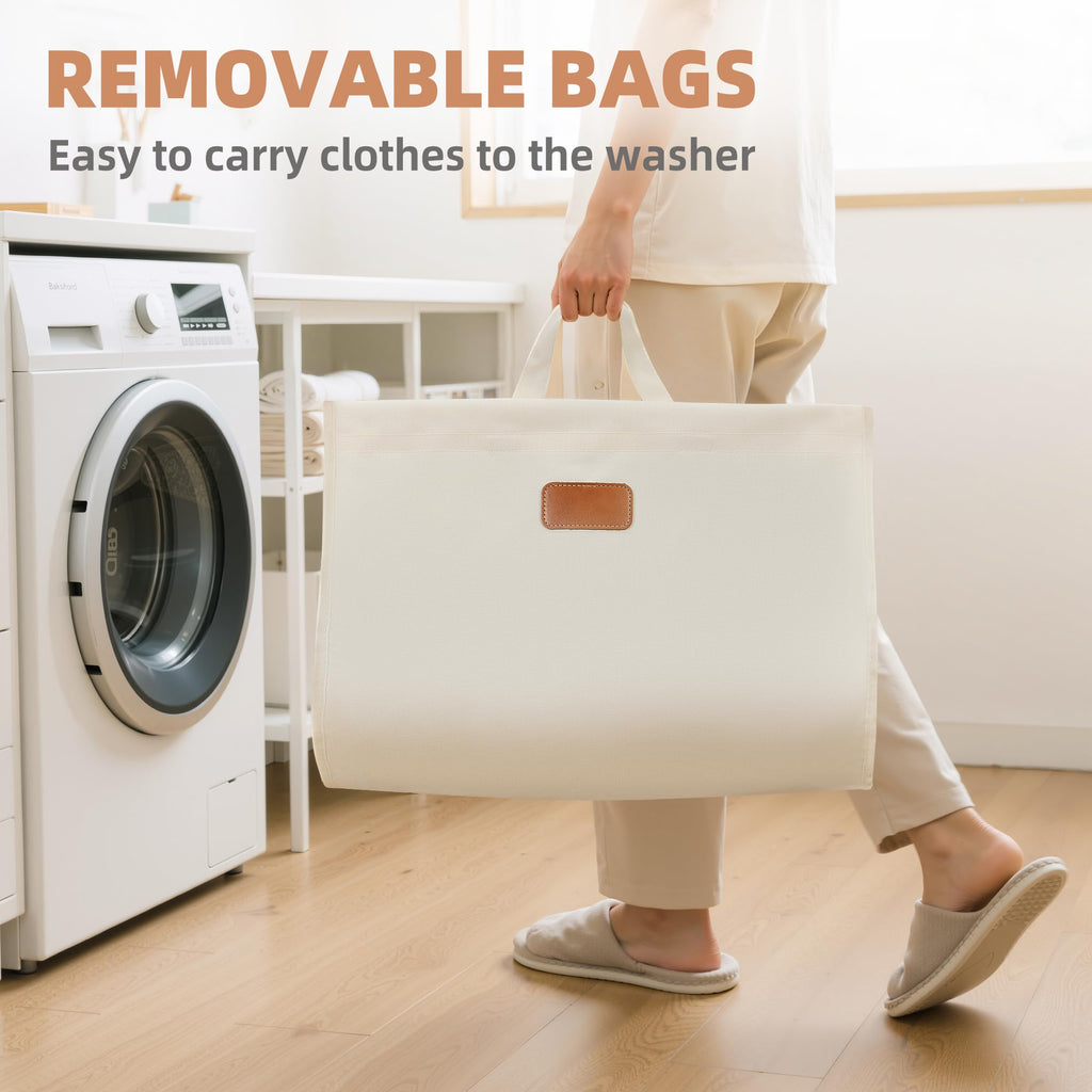 80 Liters Vertical Rolling Laundry Hamper, 2 Section Laundry Sorter with Wheels and 2 Breaks, 2-tier Laundry Baskets