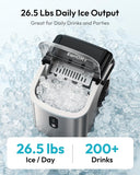 Ice Maker Countertop, Portable Ice Machine with Carry Handle, 26.5lbs Per Day, 9 Cubes in 6 Mins, Auto-Cleaning