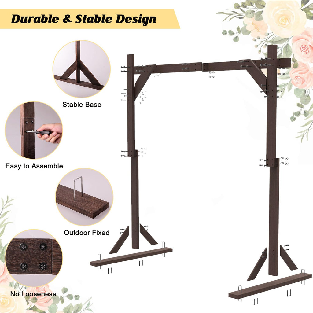 Wedding Arch -7.48FT Square Wooden Wedding Arches for Ceremony, Wood Arbor Backdrop Stand for Proposal Wedding Party