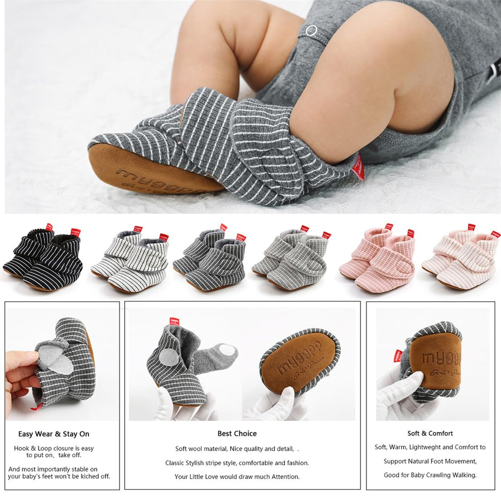 Baby Boy Girl Booties Cozy Fleece Slippers Infant Newborn Sock Shoes