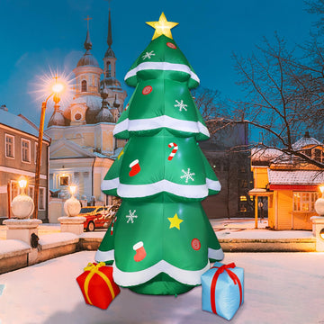 10ft Christmas Inflatable Tree with LED Lights, Outdoor Decoration, Durable Blow Up Xmas Tree for Yard, Lawn, Garden