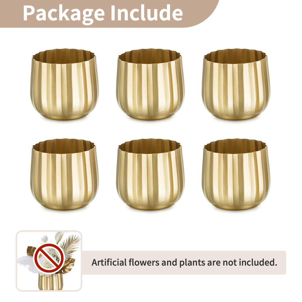 Gold Compote Vases Centerpiece, 4" Small Planter, 6 Pcs