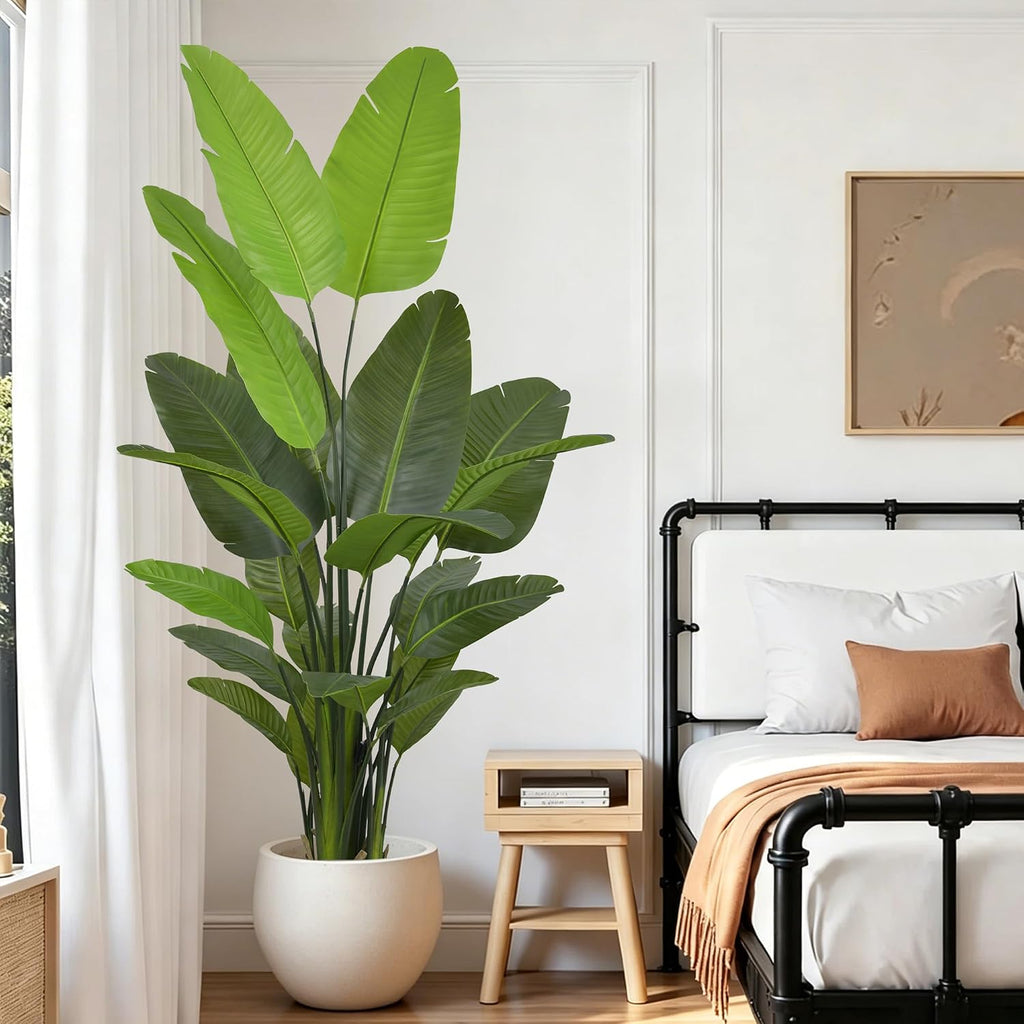 Bird of Paradise Plant Artificial 7ft - Tall Faux Plants Indoor with Realistic Trunks and 22 Vivid Leaves, 84 Inch