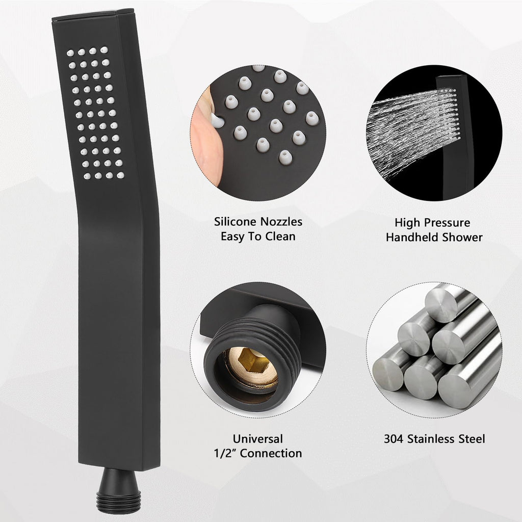 HandHeld Shower Head, Luxury High Pressure Shower Kit with Wall Connector and Hose Set, Showering System Contemporary