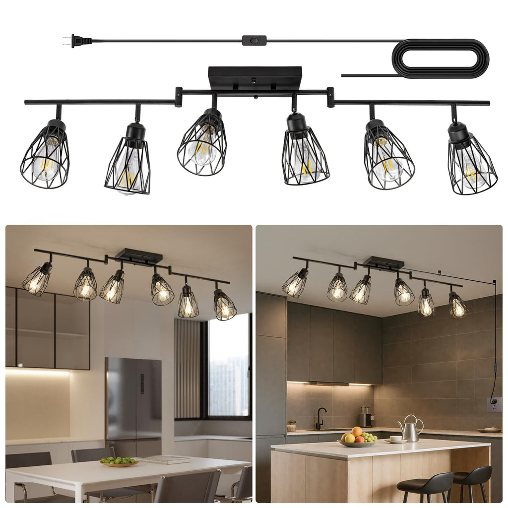 Plug in Track Lighting with Power Cord, Black (No Bulbs)