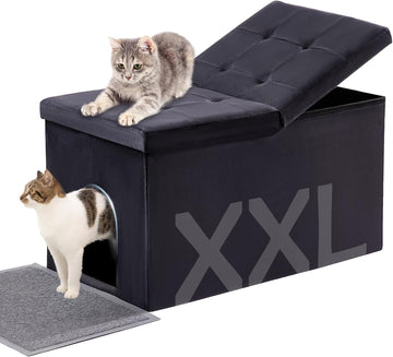 Cat Litter Box Enclosure Furniture XXL Velvet Lift Design Lid
