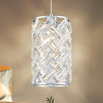 Crystal Pendant Light, Polished Chrome, Mini Kitchen Hanging Light