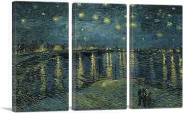 Starry Night Over the Rhone 1888 Canvas Art Print Stretched Framed Painting Picture Poster Giclee Wall Decor by