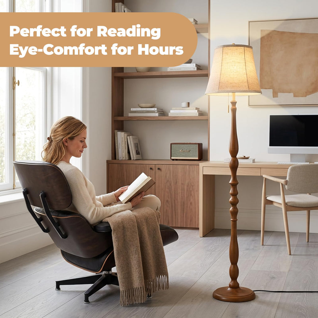Wood Floor Lamp, Farmhouse Standing Lamp Remote