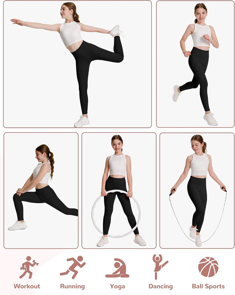 Girls Athletic Leggings High Waisted Yoga Pants